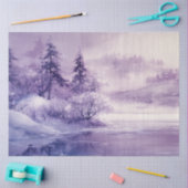 Decoupage Landschap Sneeuw Overdekt Purples Wit Tissuepapier (Craft)