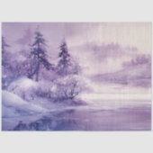 Decoupage Landschap Sneeuw Overdekt Purples Wit Tissuepapier (Voorkant)