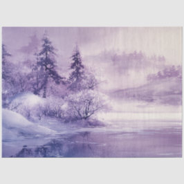 Decoupage Landschap Sneeuw Overdekt Purples Wit Tissuepapier