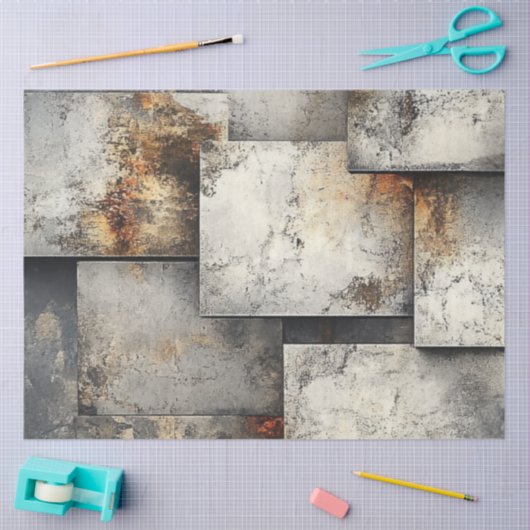 Decoupage Landschap Zilveren Rust Faux Achtergrond Tissuepapier (Craft)