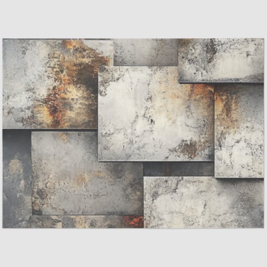 Decoupage Landschap Zilveren Rust Faux Achtergrond Tissuepapier (Voorkant)