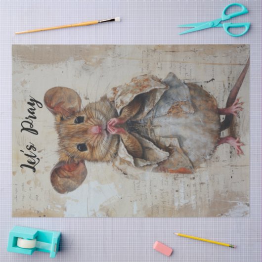 Decoupage Laten we grunge muis bidden Tissuepapier (Craft)