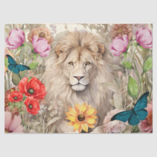 Decoupage Leeuwenkop & Bloemen Weefselpapier Tissuepapier