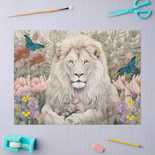  Decoupage Leeuwenkop & Bloemen Weefselpapier Tissuepapier (Craft)