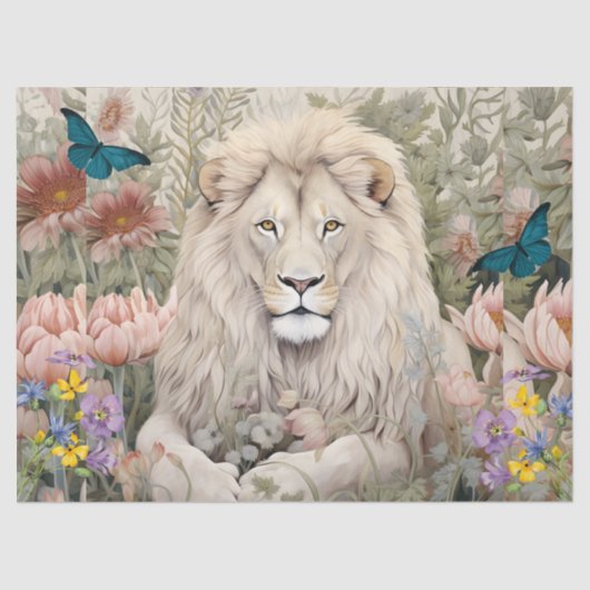  Decoupage Leeuwenkop & Bloemen Weefselpapier Tissuepapier (Voorkant)