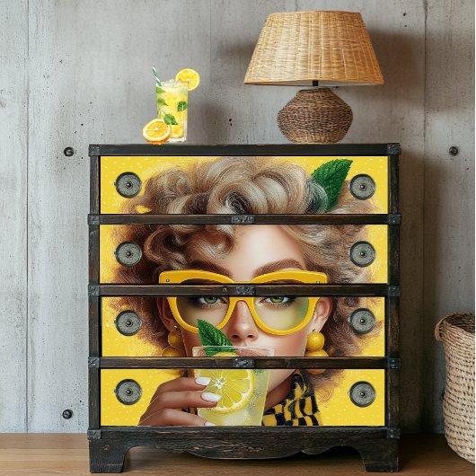 Decoupage Lemonade Lady Retro Hot Days Zomer Tissuepapier
