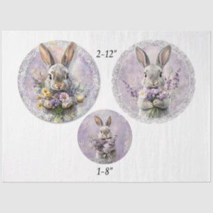 Decoupage Lente Lavendel Konijn Pasen 12" Rond Tissuepapier