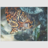 Decoupage Leopard Face Gaze in Oerwoud Bladeren Tissuepapier (Voorkant)