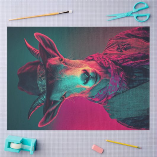 Decoupage Levendig Foto van Boer Geit Tissuepapier (Craft)