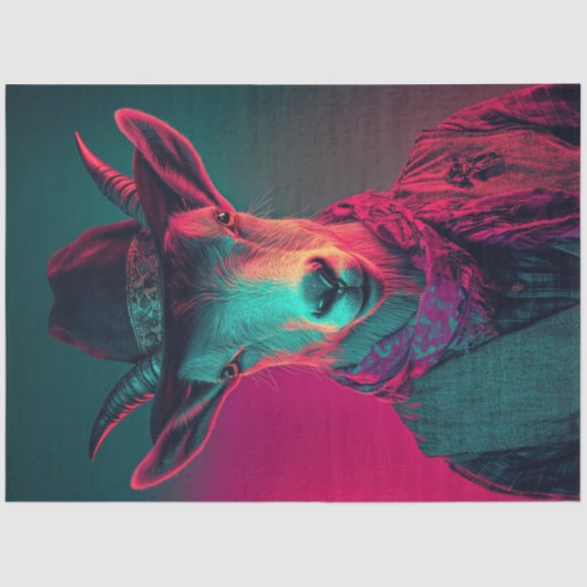 Decoupage Levendig Foto van Boer Geit Tissuepapier (Voorkant)