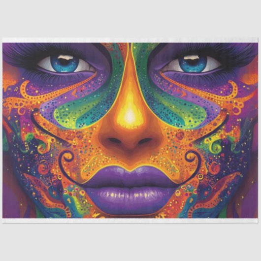 Decoupage Levendig gekleurd Mardi Gras Mask Tissuepapier (Voorkant)