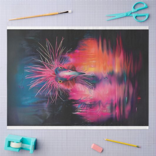 Decoupage Levendig gekleurde Wackadoodle Bird Tissuepapier (Craft)