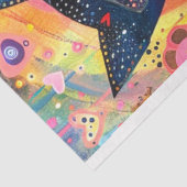 Decoupage Levendig Roze Geel Blauw Katten Art Stuk Tissuepapier (Detail)