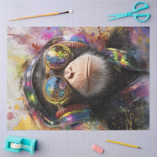 Decoupage Levendig Schilderen Aap Abstract Tissuepapier (Craft)