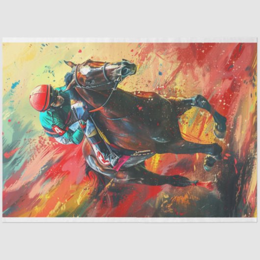 Decoupage Levendige Abstracte Jockey & Rider Tissuepapier (Voorkant)