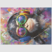 Decoupage Levendige Apen Abstracte Kunst Koptelefo Tissuepapier (Voorkant)
