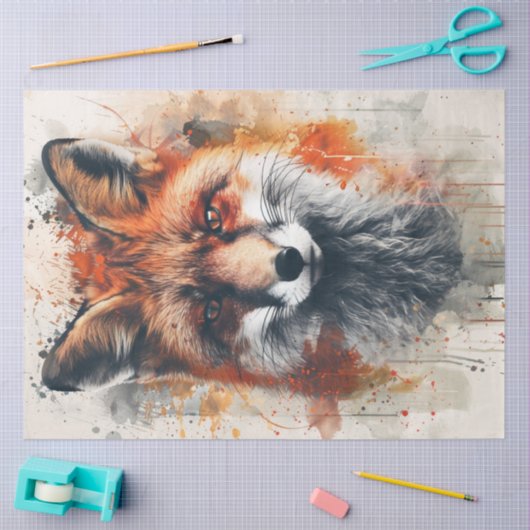 Decoupage Levendige Fox Schilderij Abstracte Achte Tissuepapier (Craft)