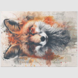 Decoupage Levendige Fox Schilderij Abstracte Achte Tissuepapier