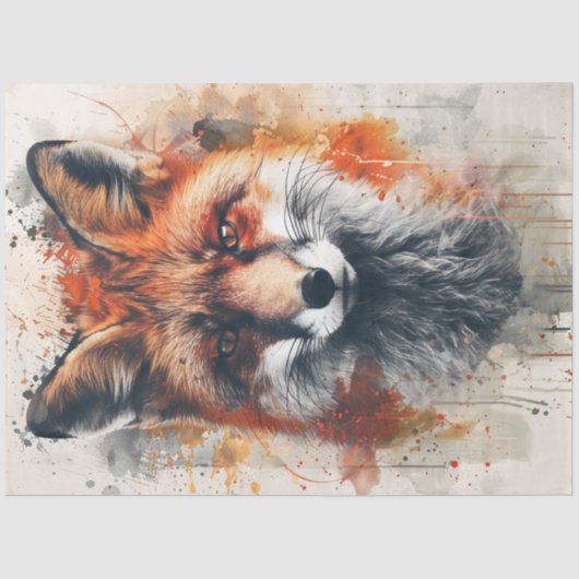 Decoupage Levendige Fox Schilderij Abstracte Achte Tissuepapier (Voorkant)