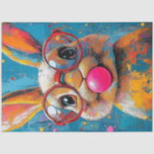 Decoupage Levendige Gekleurde Bunny Blowing Bubble Tissuepapier (Voorkant)