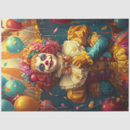 Decoupage Levendige Gekleurde Clown Geel, Blauw Ro Tissuepapier
