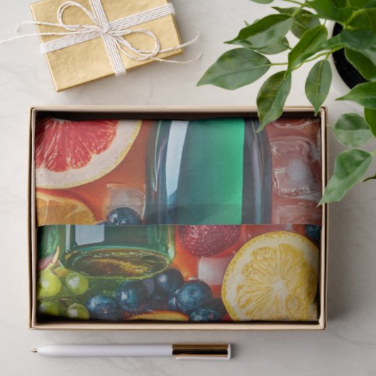 Decoupage Levendige Gekleurde Fruit & Drinken Bar Tissuepapier (Geschenk)