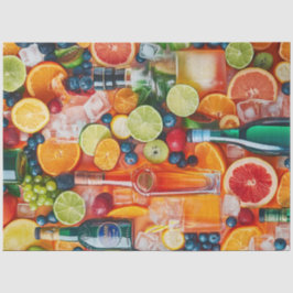 Decoupage Levendige Gekleurde Fruit & Drinken Bar  Tissuepapier