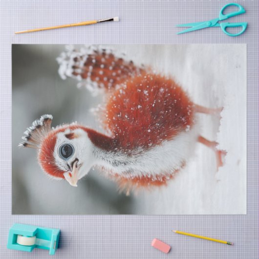 Decoupage Levendige grillige Fluffy Christmas Bird Tissuepapier (Craft)