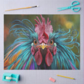 Decoupage Levendige Haan Veelkleurige Veren Tissuepapier (Craft)