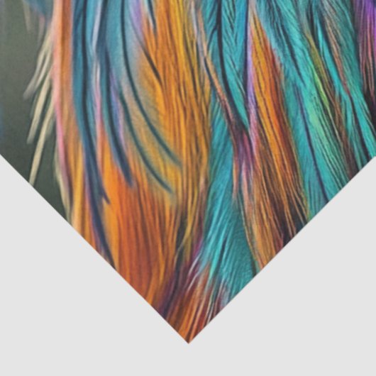 Decoupage Levendige Haan Veelkleurige Veren Tissuepapier (Detail)