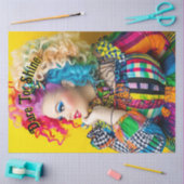 Decoupage Levendige Modieuze Vrouw Regenboog Kleur Tissuepapier (Craft)