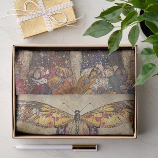 Decoupage Levendige Olifant Kleurrijke Bloemen Tissuepapier (Geschenk)