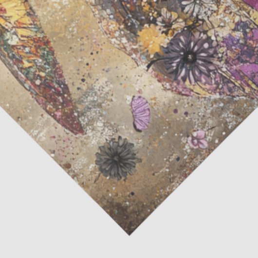 Decoupage Levendige Olifant Kleurrijke Bloemen Tissuepapier (Detail)