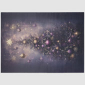 Decoupage Levendige Paarse Gouden Kerstboom Tissuepapier (Voorkant)