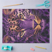 Decoupage Levendige Paarse luipaarden Gezicht Gold Tissuepapier (Craft)