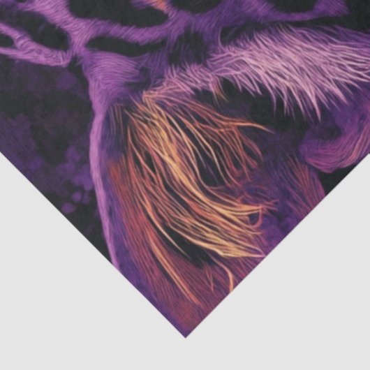 Decoupage Levendige Paarse luipaarden Gezicht Gold Tissuepapier (Detail)