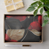 Decoupage Levendige Rode Rozen Gouden & Donkere Bl Tissuepapier (Geschenk)