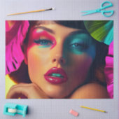 Decoupage Levendige Vrouw Hues Geel Groen Paarse Tissuepapier (Craft)