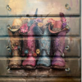 Decoupage Levendige Westerne Laarzen Roze Turquois Tissuepapier