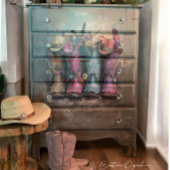 Decoupage Levendige Westerne Laarzen Roze Turquois Tissuepapier