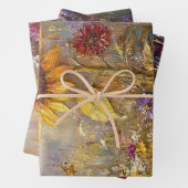 Decoupage Levendige Zonnebloem, Daisies, Wildflowe Inpakpapier Vel (In situ)