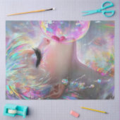 Decoupage lichtgevend gekleed meisje blazen bubbel tissuepapier (Craft)