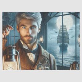 Decoupage Lighthouse Keeper Steampunk Victoriaans Tissuepapier