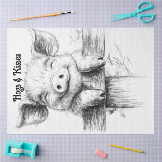 Decoupage Lijn Tekening Knorretjes & Kusjes Tissuepapier (Craft)