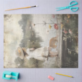 Decoupage Lil Girl Straw Pet Dock van Lake & Cat Tissuepapier (Craft)