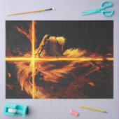 Decoupage Lion Burning Cross Majestic Guardian Tissuepapier (Craft)