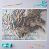 Decoupage Lion Dreadlocks Haarweefsel Papier (Craft)