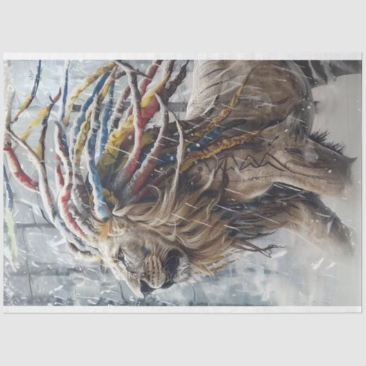 Decoupage Lion Dreadlocks Haarweefsel Papier (Voorkant)