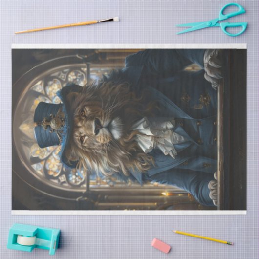 Decoupage Lion Preaching-Pastor Mike Tissuepapier (Craft)