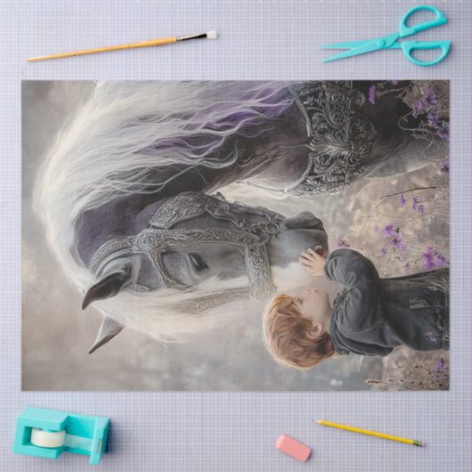 Decoupage Little Boy Majestic Horse Tissuepapier (Craft)